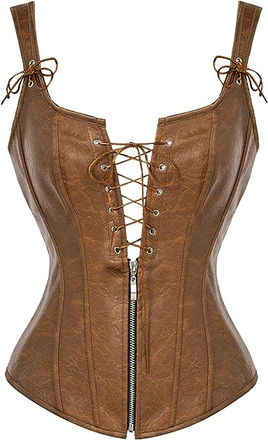 Women's Renaissance Corset Pirate Costume Lace Up Boned Bustier Bodice with Garters