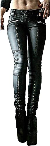 Women's Faux Leather Leggings Gothic Punk Skinny PU Leather Pants
