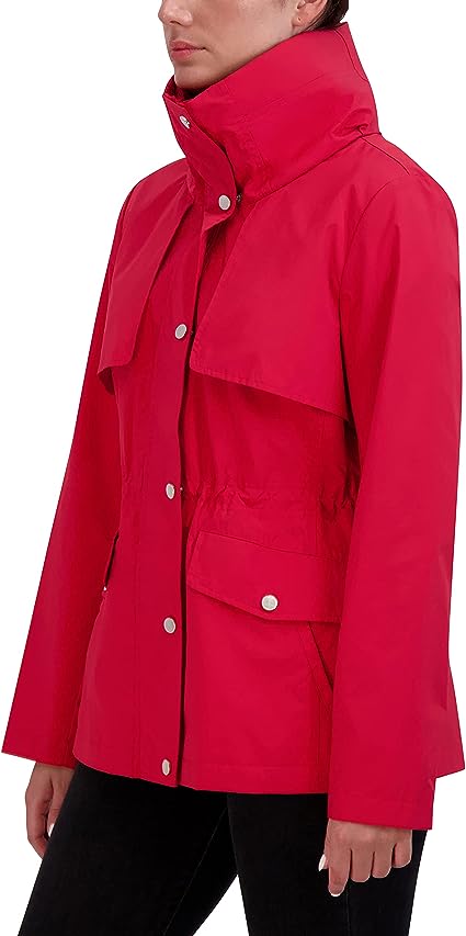 Women's Red Leather Wing Collared Jacket