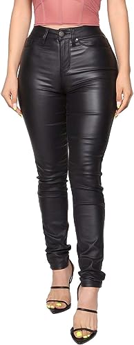 Womens High Waisted Stretch Faux Leather Pants
