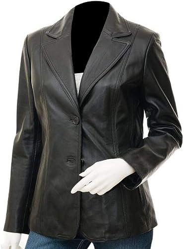Women Lambskin Black Leather Blazer Jacket