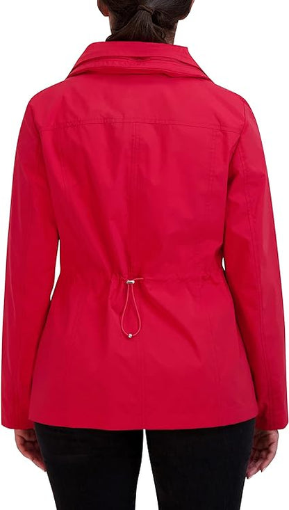 Women's Red Leather Wing Collared Jacket