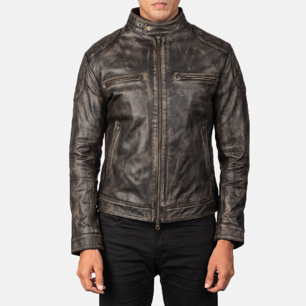 Men's Gatsby Distressed Brown Leather Jacket