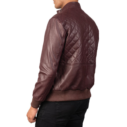 Moda Maroon Leather Bomber Jacket