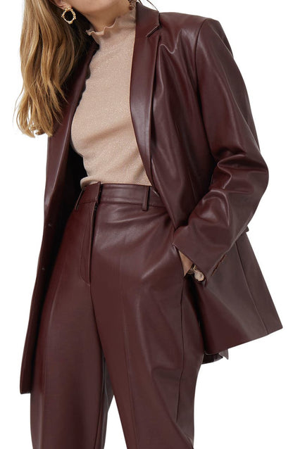 Women Crolenda Faux Leather Blazer With Pent
