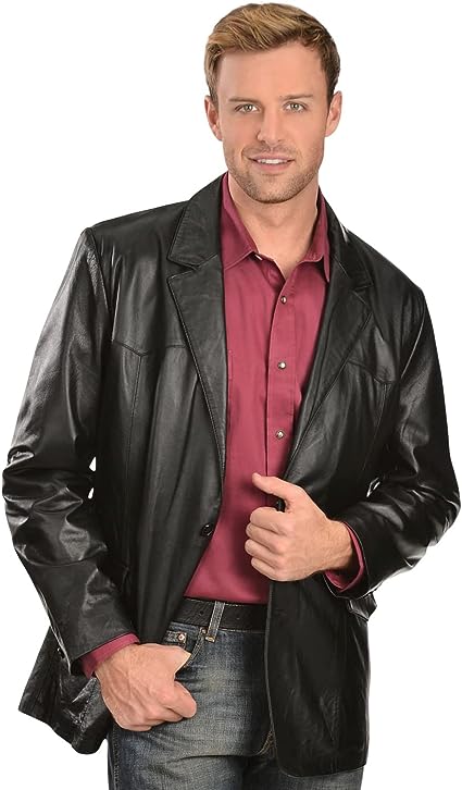 Jacket Mens Blazer Leatherwear Button Back Vent