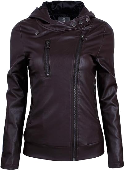 Women's Fashionable Asymmetrical Zip-up Faux Leather Jacket