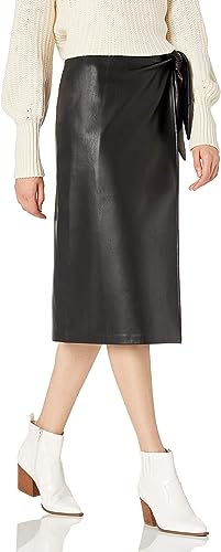 Women's Manon Vegan Leather Wrap Front Midi Skirt