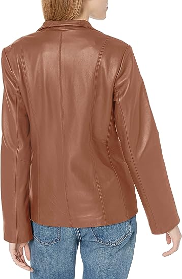 Women's Leather Wing Collared Jacket
