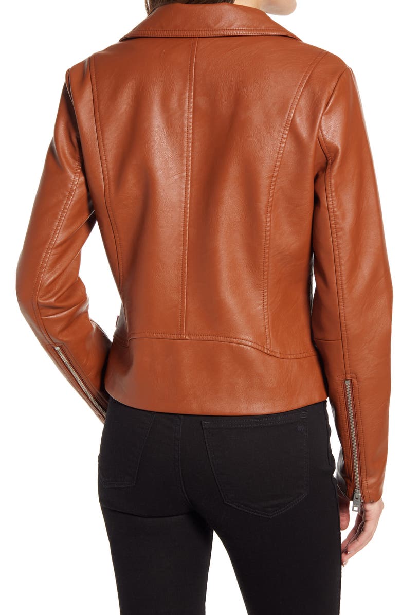 Women's Brown Faux Leather Moto Jacket