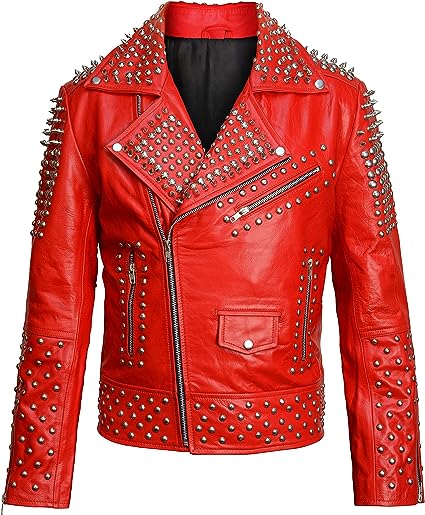 Mens Punk Rock World Studded Spikes Brando Motorcycle Leather Jacket Retro Vintage Outerwear