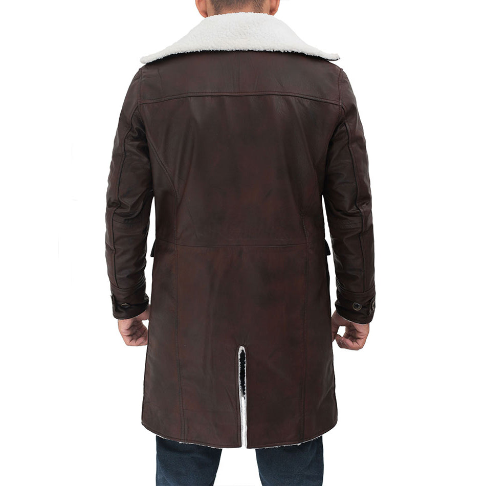 Dark Brown Shearling Leather Coat