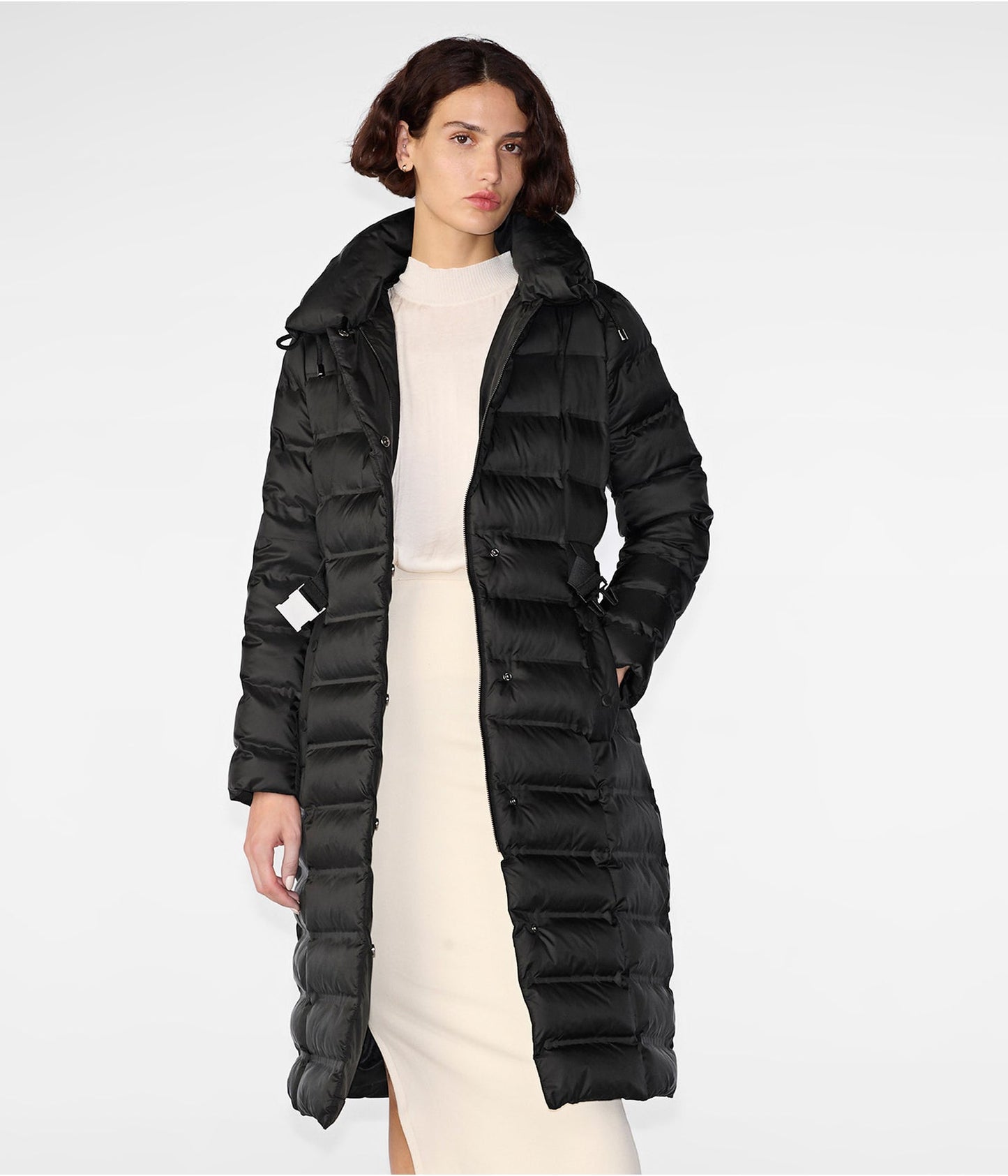 Women's Black Puffer Trench Coat