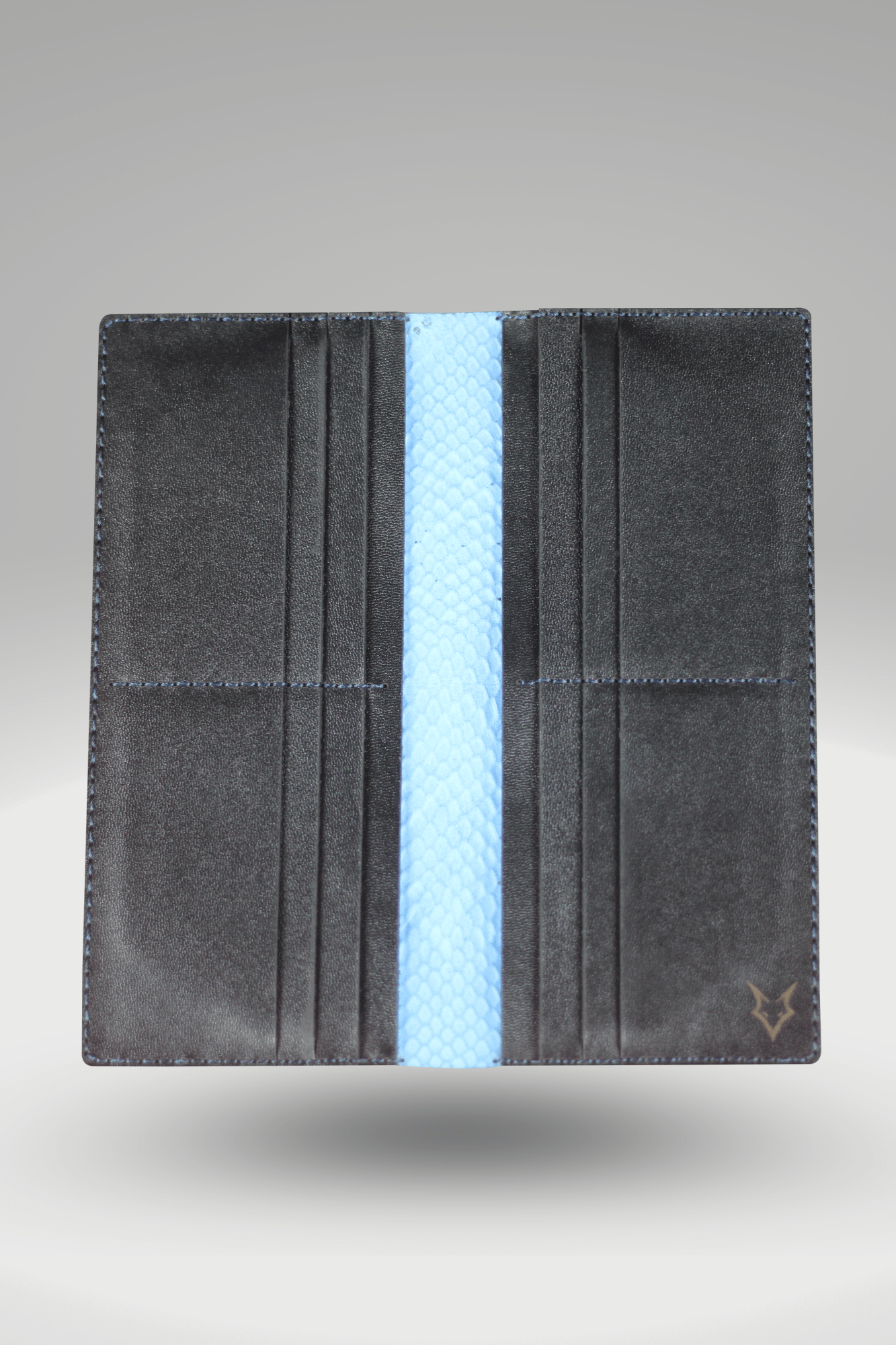 Unisex Genuine Leather Wallet With Blue Python Textured Finish | Exotic Bi-fold Leather Long Wallet