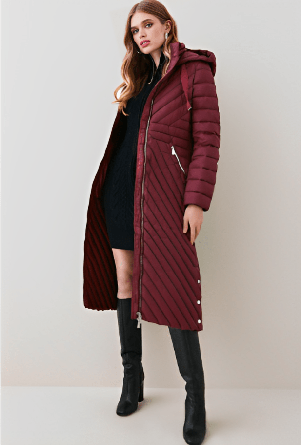 Women's Puffer Trench Coat In Ox Red