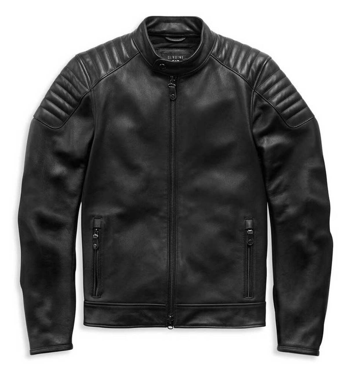 Men's Embossed Harley-Davidson Logo Padded Biker Leather Jacket In Black