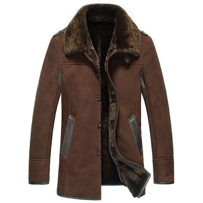 Men's Brown Sheepskin Shearling Coat for Winter