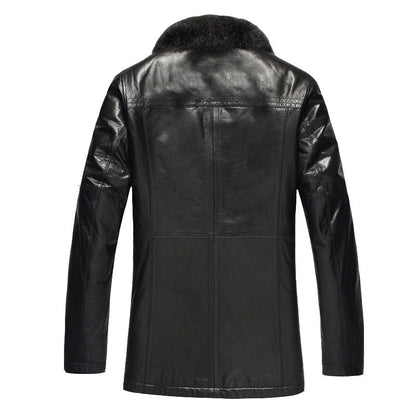 Men's Shearling Leather Coat with Fur Collar