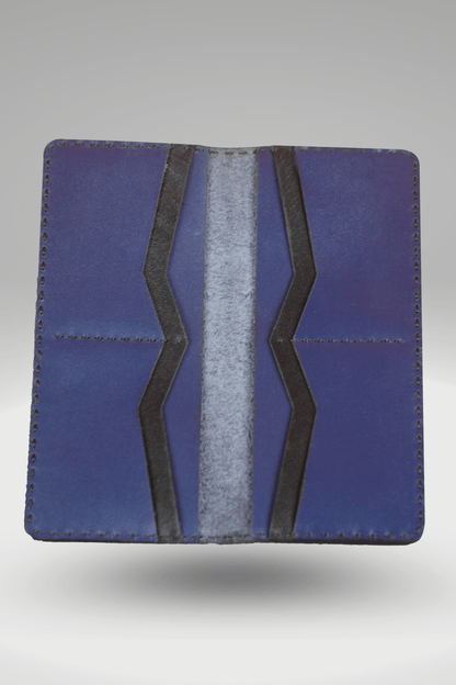 Unisex Soft Genuine Cowhide Leather Wallet In Royal Blue | Bi-fold Hand-Stitched Leather Long Wallet
