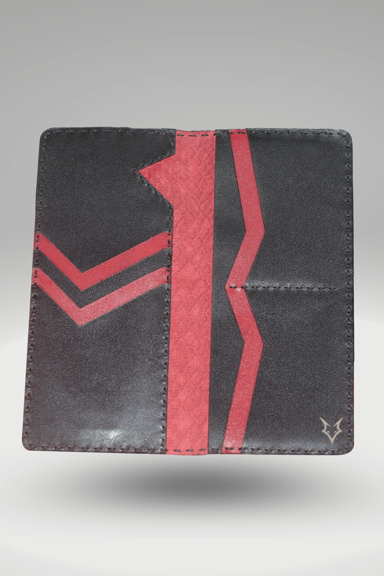 Unisex Genuine Leather Wallet With Perforated Red & Black Camouflage Textured Finish | Exotic Bi-fold Leather Long Wallet