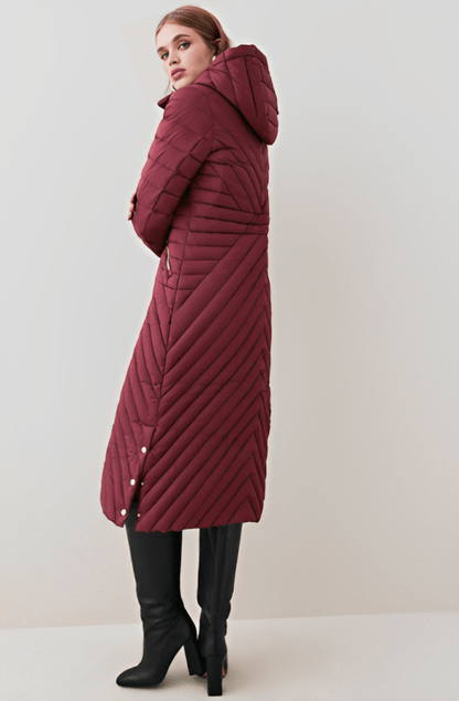 Women's Puffer Trench Coat In Ox Red