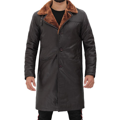 Dark Brown Shearling Leather Coat Mens