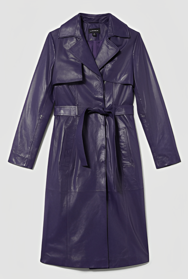 Women's Leather Trench Coat In Purple
