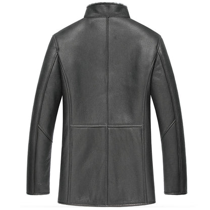 Black Sheepskin Jacket Coat for Men