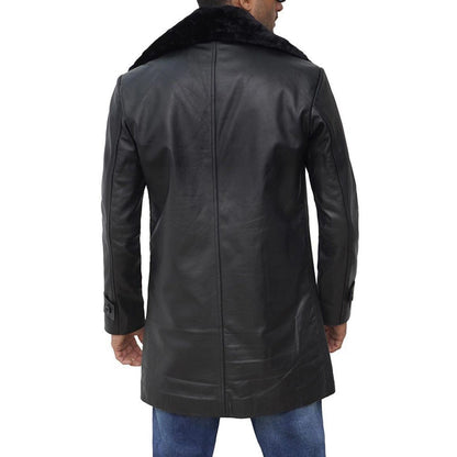Mens Leather Shearling Coat
