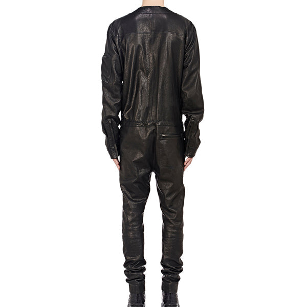 Cool Style Shirt Look Leather Jumpsuit For Men