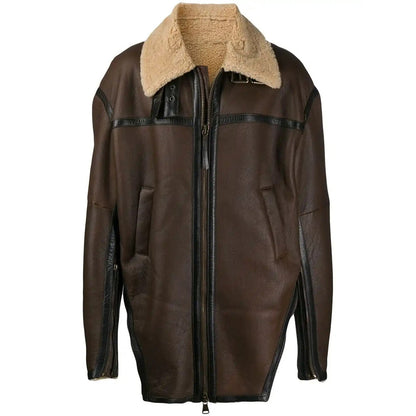 Men’s Aviator Brown Shearling Leather Coat
