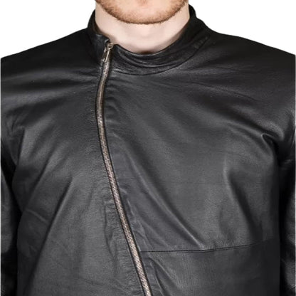 Mens New Cross Flight Black Leather Jumpsuit with Zip Details