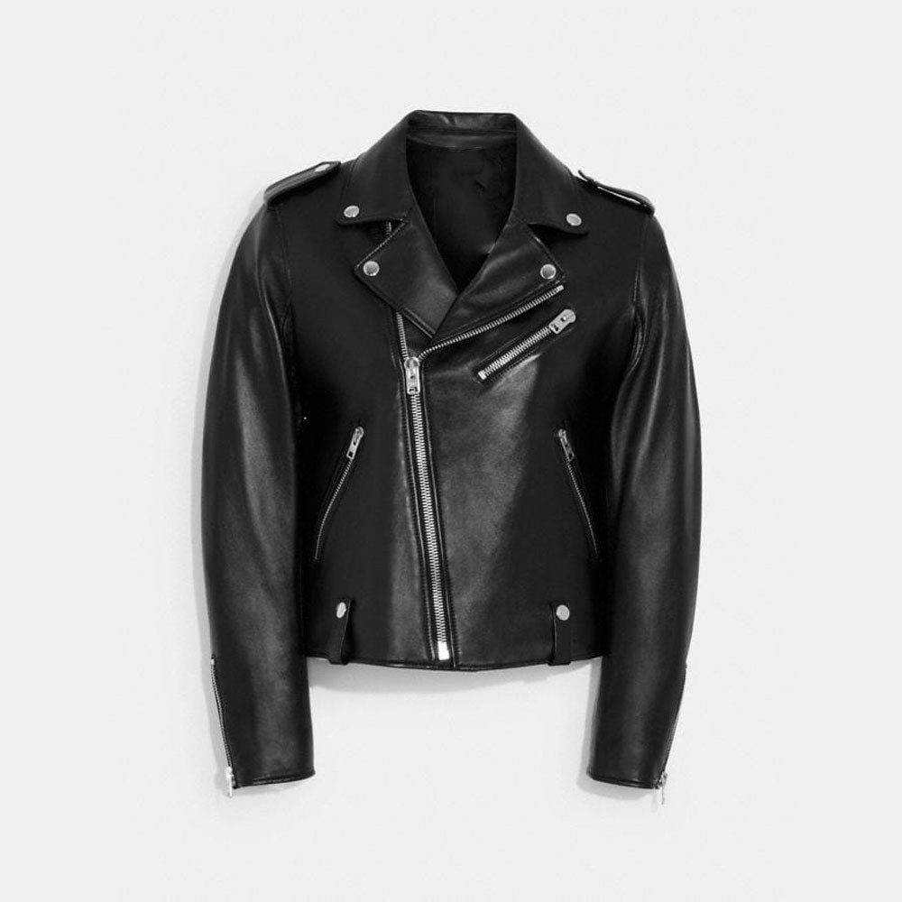 Women's Black Biker Sheepskin Leather Jacket | Free Shipping