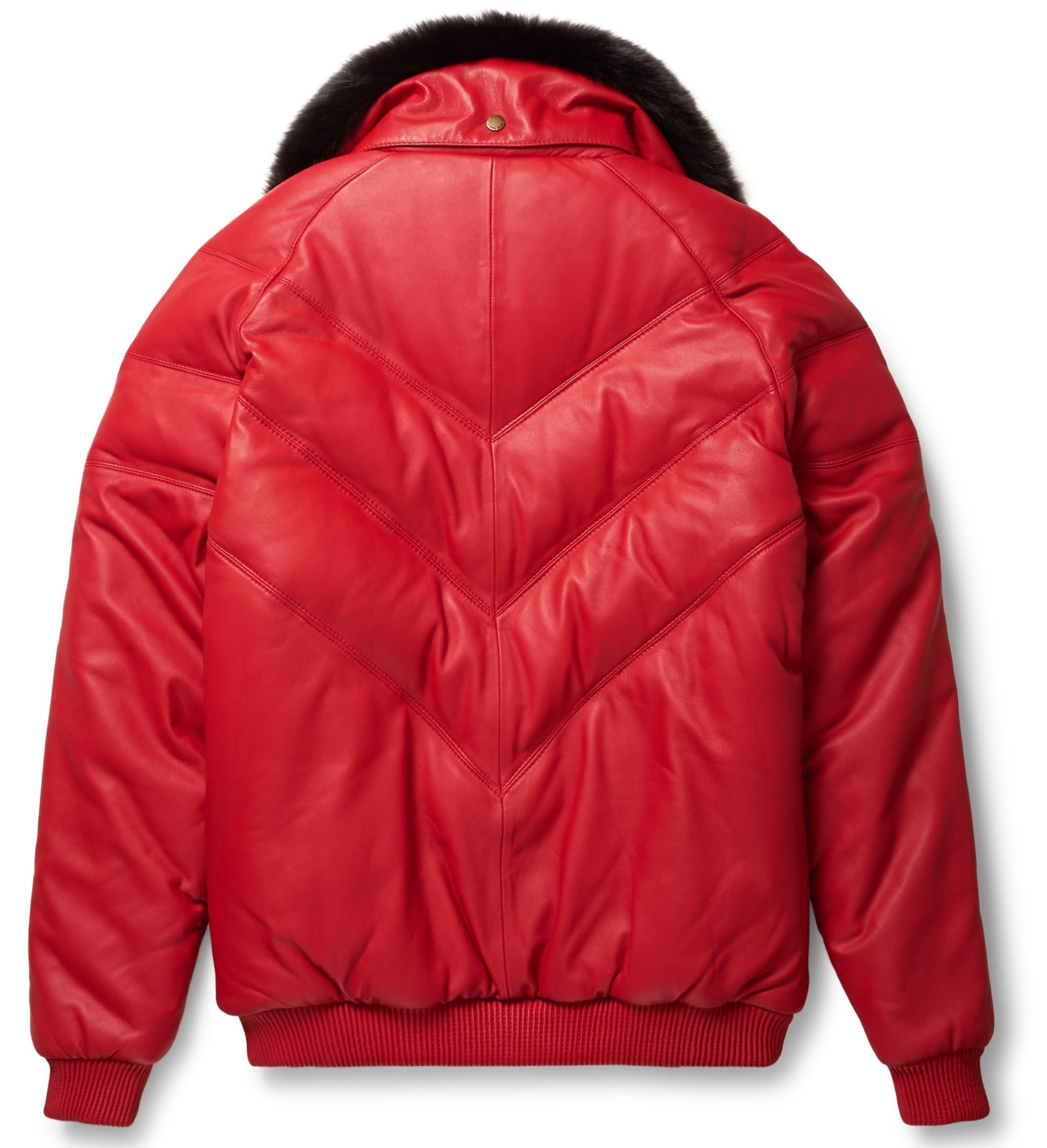 Red Leather V-Bomber Jacket