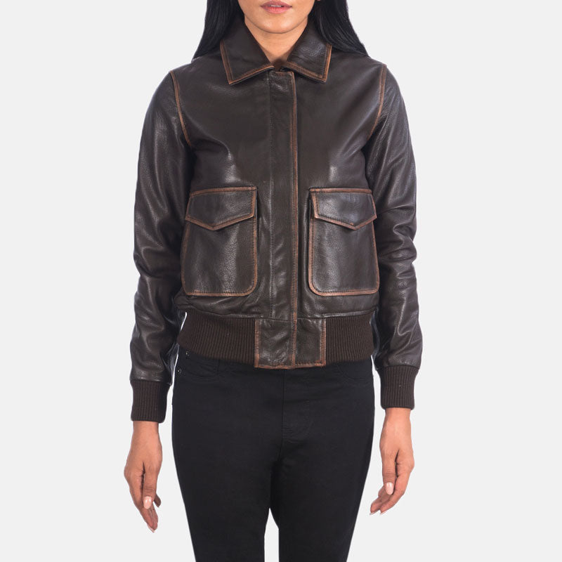 Westa A-2 Brown Leather Bomber Jacket