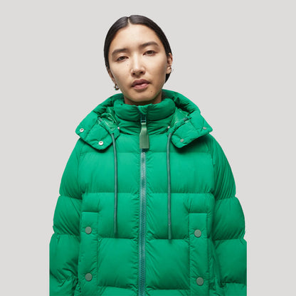 Womens Simple Green Puffer Jacket