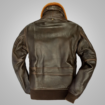 Men Brown Lambskin G-1 Flight Leather Jacket