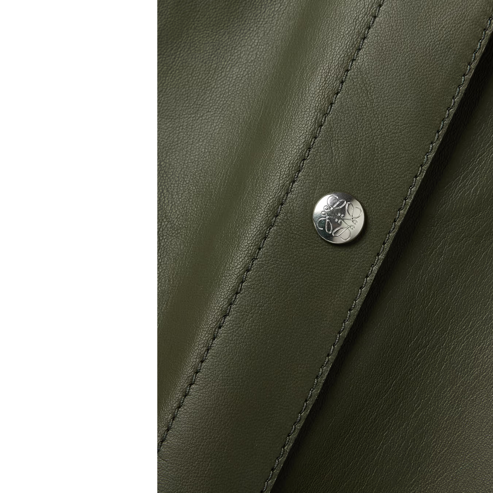 New Women's Green Soft Smart Collar Leather Shirt