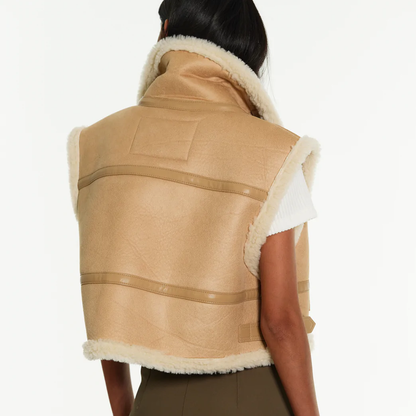 Brown Women B3 Sheepskin Aviator Leather Vest