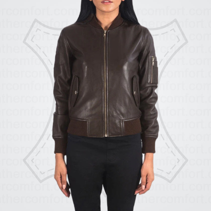 Ava Ma-1 Brown Leather Bomber Jacket
