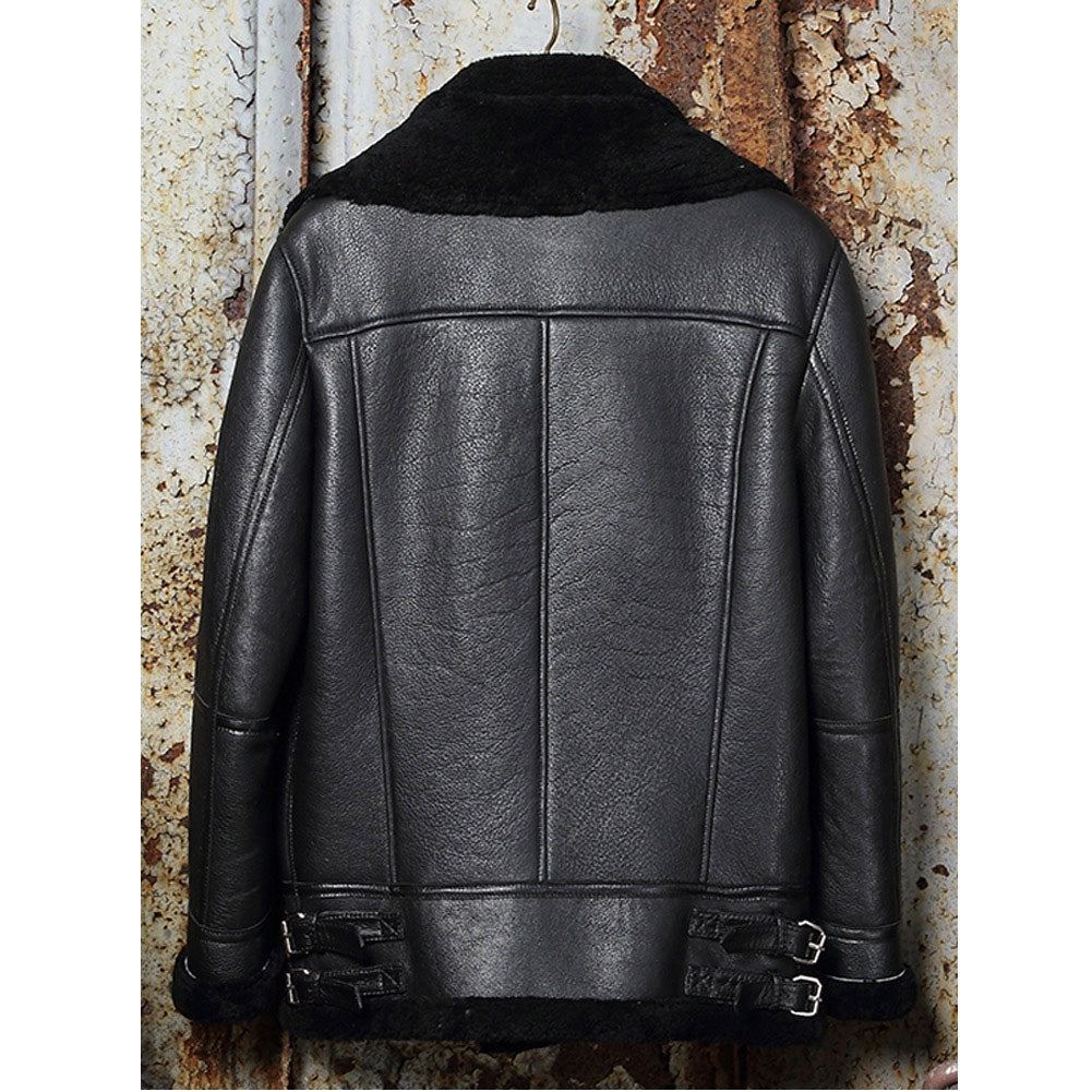 B3 Classic Bomber Shearling Sheepskin Motorcycle Leather Jacket