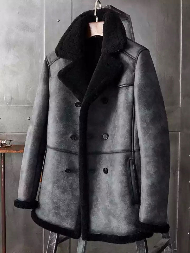 B3 Shearling Long Coat Overcoat B3 Hunting Jacket
