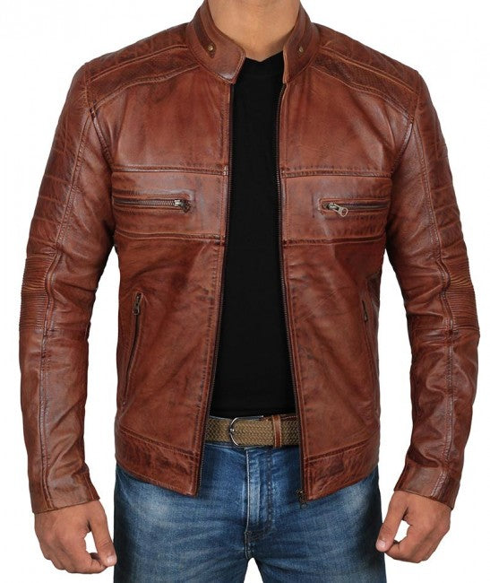 Austin Chocolate Brown Waxed Leather Jacket
