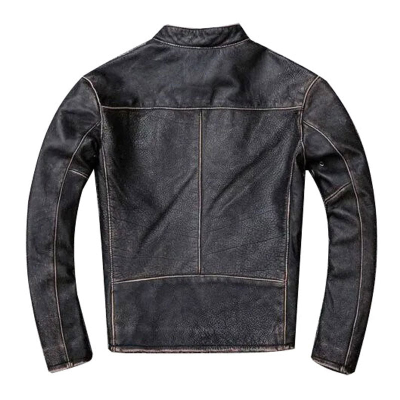 Mens Vintage Black Leather Motorcycle Jacket