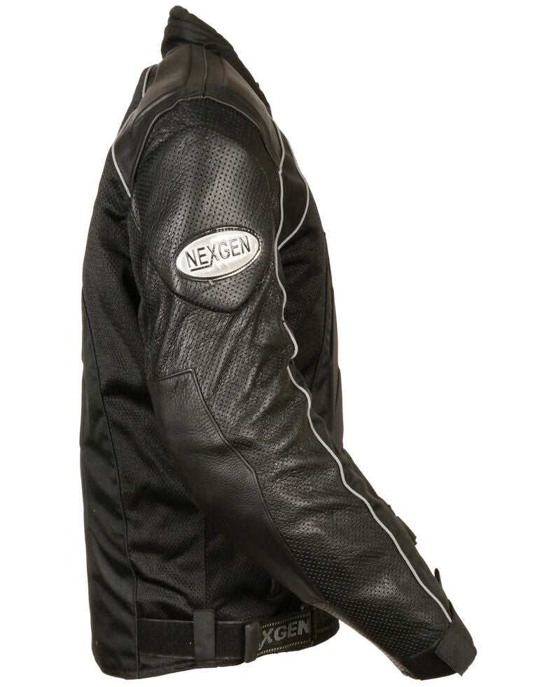 Men's Combo Leather Textile Mesh Racer Jacket