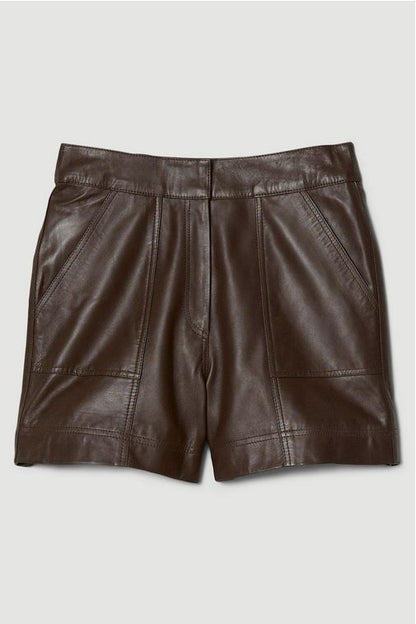 Brown Leather Shorts For Women