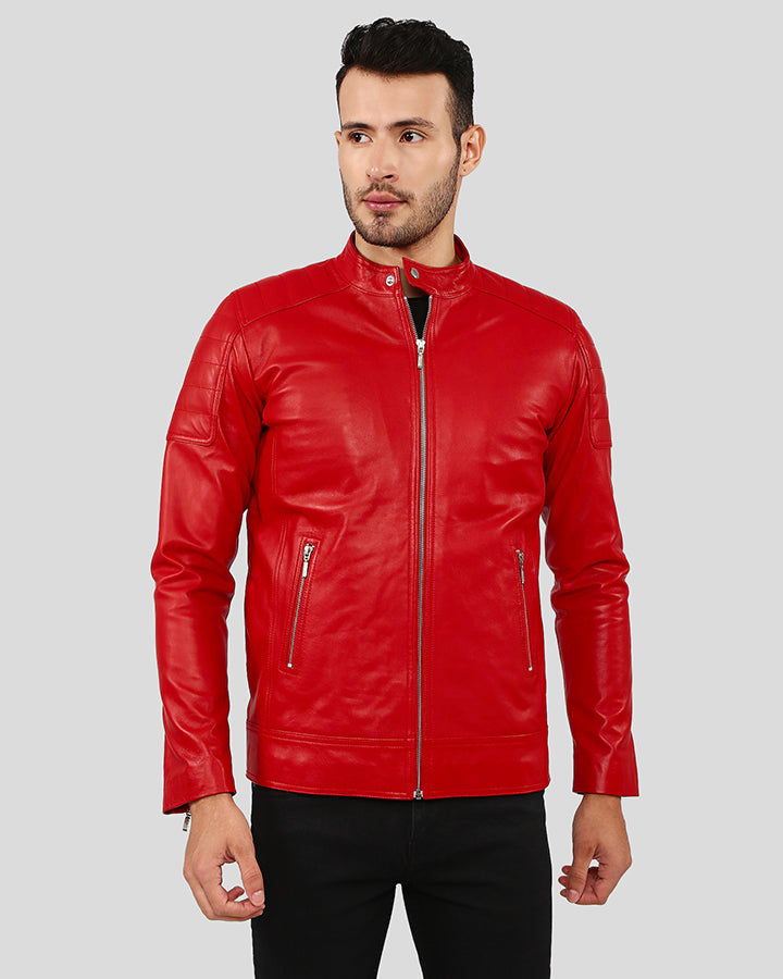 Declan Red Racer Leather Jacket