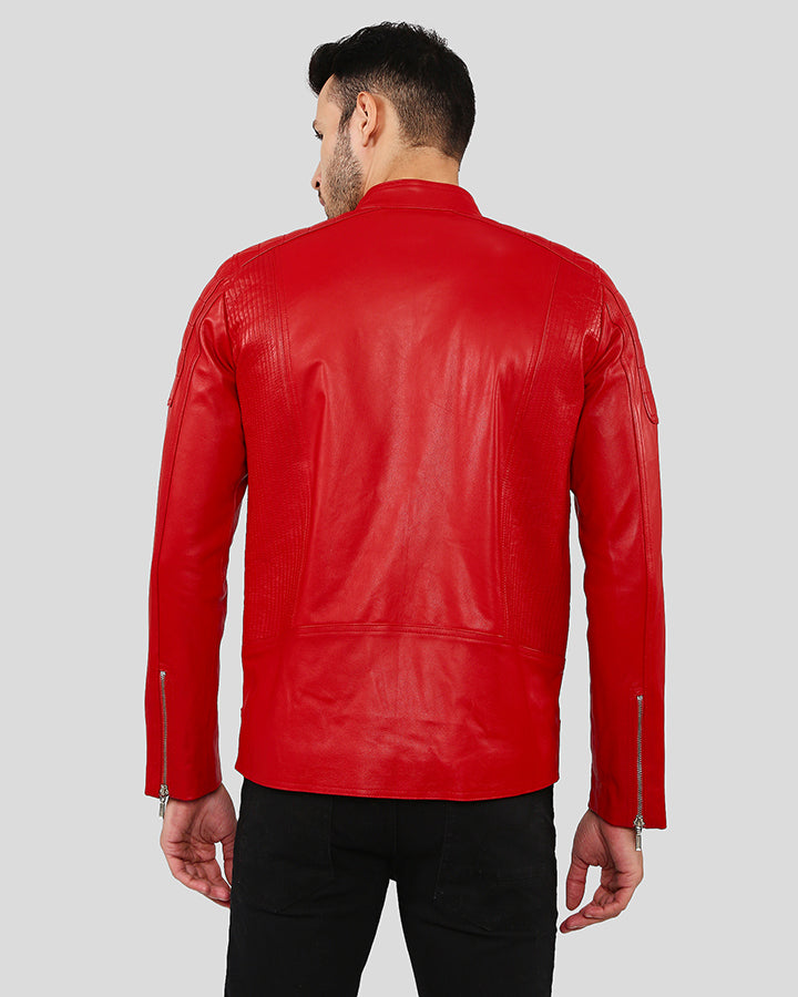 Declan Red Racer Leather Jacket