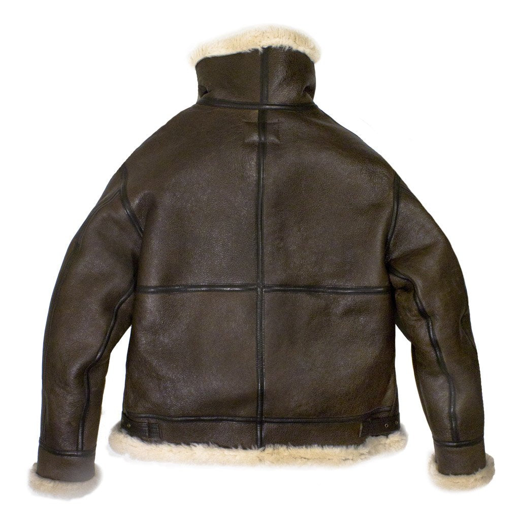 Mens Brown B-3 Bomber Genuine Leather Jacket