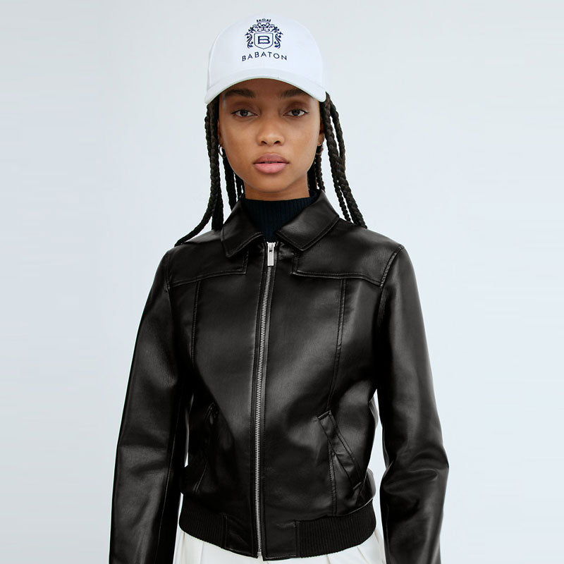 Black Women Aviator Sheepskin Leather Bomber Jacket